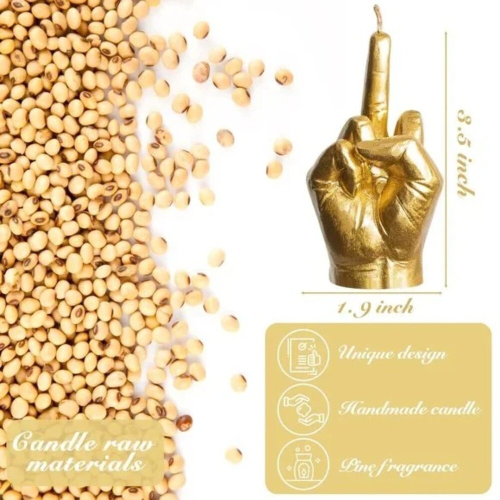 Middle Finger Scented Candle Black Danish Pastel Room Decor - Gold Small - Picture 3 of 4